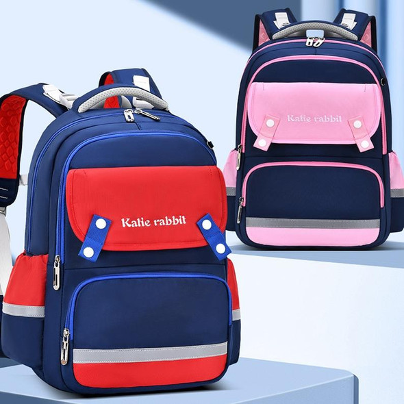 3862 Multi-compartment Ridge Protection Lightweight Waterproof Kids Schoolbag, Size: S (Royal Blue Pink)