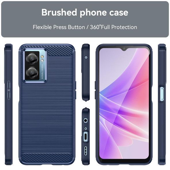 For OPPO A77s Brushed Texture Carbon Fiber TPU Phone Case(Blue)