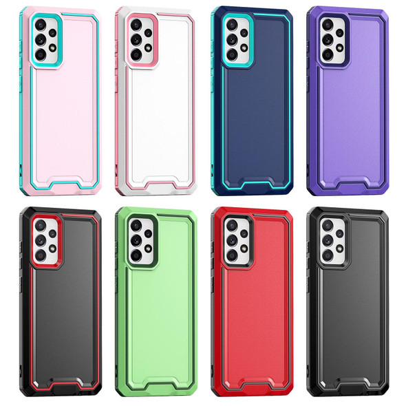 For Samsung Galaxy A72 4G / 5G Armour Two-color TPU + PC Phone Case(Pink+Blue)