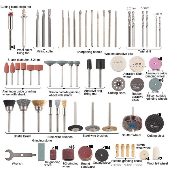 365 PCS /Set SKU01689 Polishing Electric Grinder Accessory Set Electric Drill Carving Accessories