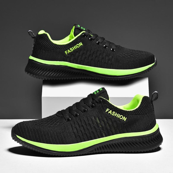 JD-9088 Autumn Fly Woven Soft Bottom Men Leisure Shoes Couple Running Shoes, Size: 39(Black Green)