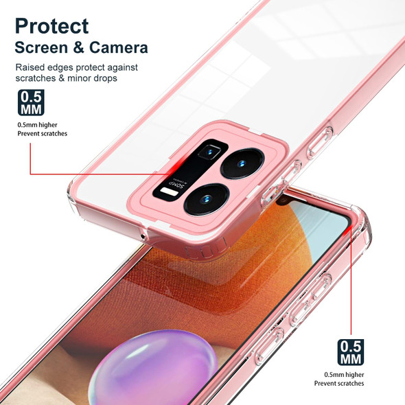 For vivo Y35 4G 2022 Global / Y22 4G 3 in 1 Clear TPU Color PC Frame Phone Case(Pink)