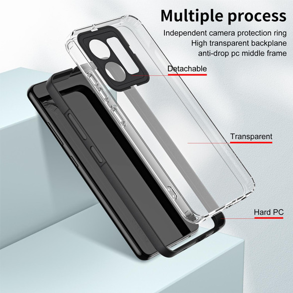 For vivo Y35 4G 2022 Global / Y22 4G 3 in 1 Clear TPU Color PC Frame Phone Case(Black)