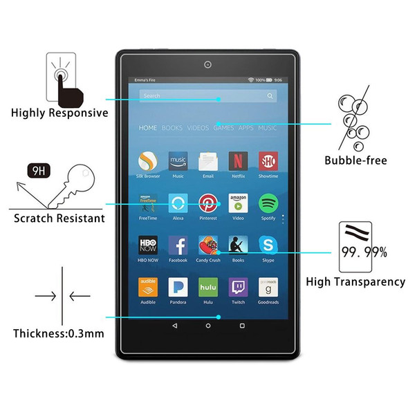 0.3mm 9H Full Screen Tempered Glass Film for Amazon Kindle Fire HD 8 2017