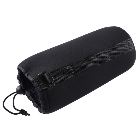 Neoprene SLR Camera Lens Carrying Bag Pouch Bag with Carabiner, Size: 10x22cm(Black)