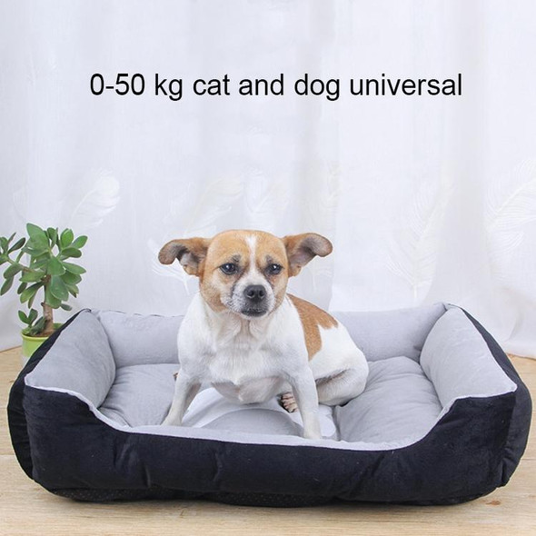 Dog Bone Pattern Big Soft Warm Kennel Pet Dog Cat Mat Blanket, with Rattan Mat & Blanket Size: XS, 504015cm (Brown White)