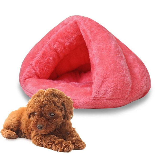 Triangular Cat Kennel Warm Thicken Mongolian Yurt Pet Dogs Cats House Size: M, 404030cm (Pink)