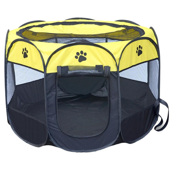 Fashion Oxford Cloth Waterproof Dog Tent Foldable Octagonal Outdoor Pet Fence, S, Size: 73 x 73 x 43cm(Yellow)