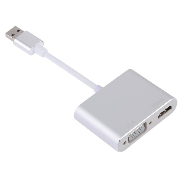 2 in 1 USB 3.0 to HDMI + VGA Adapter(Silver)