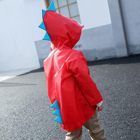 Cartoon Dinosaur Children Fashion Raincoat Size: XL(Red)