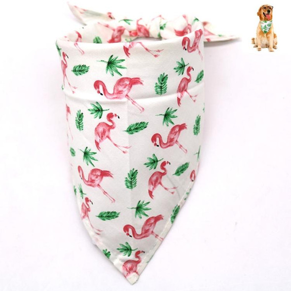 2 PCS Pet Dog Triangle Scarf Flamingo Tropical Wind Series Saliva Towel Scarf, Size:M(Flamingo on White)