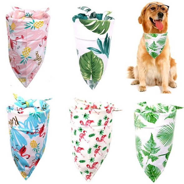 2 PCS Pet Dog Triangle Scarf Flamingo Tropical Wind Series Saliva Towel Scarf, Size:S(Blue Flamingo)