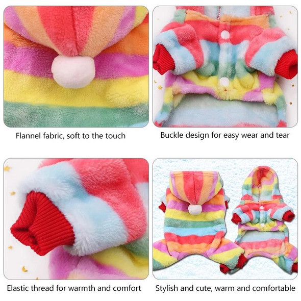 Dog Pajamas Fleece Jumpsuit Autumn Winter Dog Clothes Four legs Warm Pet Clothes, Size:XS(Rainbow Color)