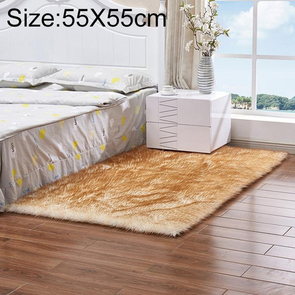 Luxury Rectangle Square Soft Artificial Wool Sheepskin Fluffy Rug Fur Carpet, Size:55x55cm(White + Yellow)