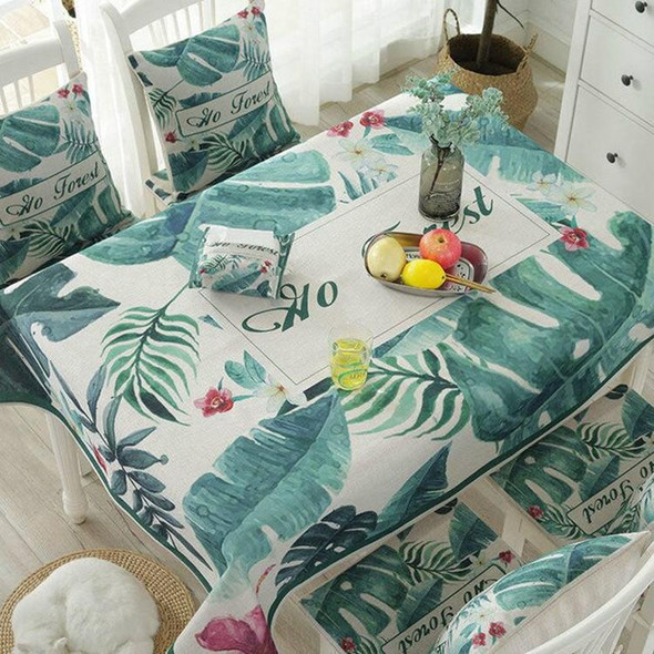 Greenery Linen Tablecloth Restaurant Bar Household Tablecloth, Size:140x140cm(Watercolor Banana Leaves)