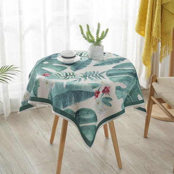 Greenery Linen Tablecloth Restaurant Bar Household Tablecloth, Size:110x110cm(Bustling Green Leaf)