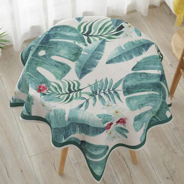 Greenery Linen Tablecloth Restaurant Bar Household Tablecloth, Size:140x200cm(Watercolor Banana Leaves)