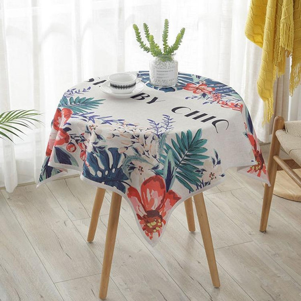 Greenery Linen Tablecloth Restaurant Bar Household Tablecloth, Size:110x110cm(Watercolor Banana Leaves)