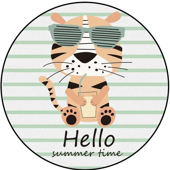 Cartoon Pattern Round Soft Fluffy Crystal Velvet Home Rugs Child Room Game Carpets, Size:Diameter: 150cm(Tiger)