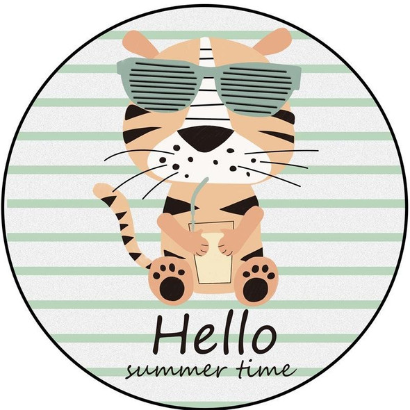 Cartoon Pattern Round Soft Fluffy Crystal Velvet Home Rugs Child Room Game Carpets, Size:Diameter: 80cm(Tiger)