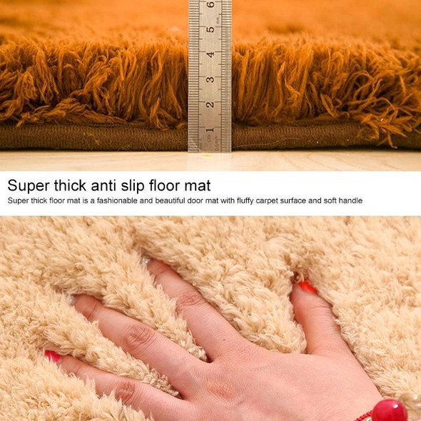 Faux Fur Rug Anti-slip Solid Bath Carpet Kids Room Door Mats Oval  Bedroom Living Room Rugs, Size:60x90cm(Light Camel)