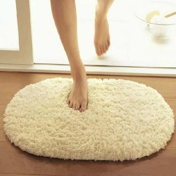 Faux Fur Rug Anti-slip Solid Bath Carpet Kids Room Door Mats Oval  Bedroom Living Room Rugs, Size:80x160cm(Light Camel)