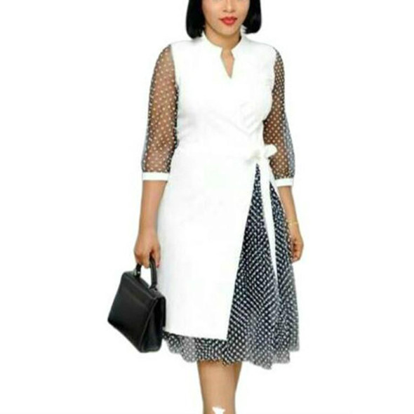 Elegent Fashion Style Women Printing Dress, Size:XL(White)