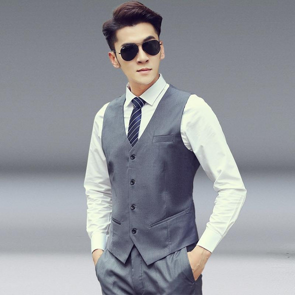 Men Vest Slim Korean Work Clothes Suit Vest Groomsmen Professional Wear Men Vest, Size: XL(Black)