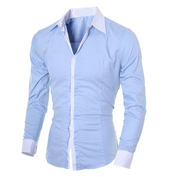 Casual Business Men Dress Long Sleeve Cotton Stylish Social Shirts, Size:XL(Pink)