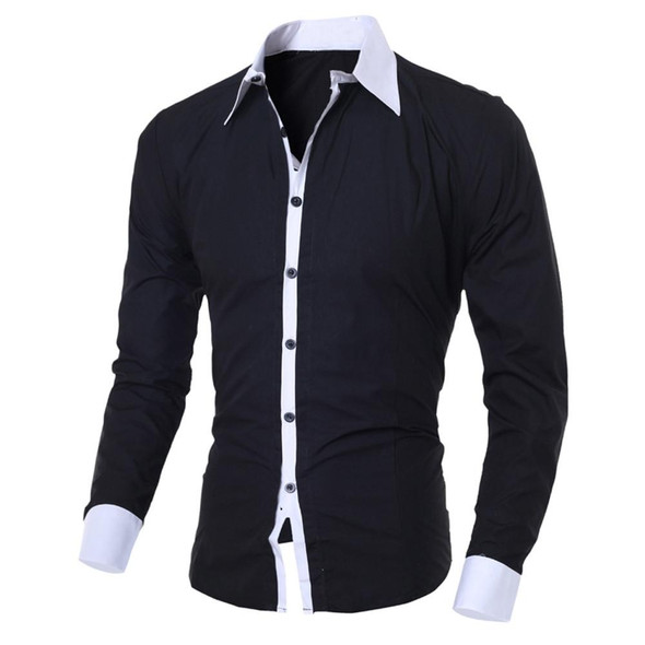 Casual Business Men Dress Long Sleeve Cotton Stylish Social Shirts, Size:XL(Gray)