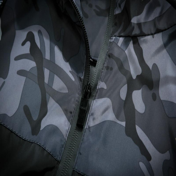 Men Bomber Jacket Thin Slim Long Sleeve Camouflage Military Jackets Hooded, Size: XXXL(Gray)