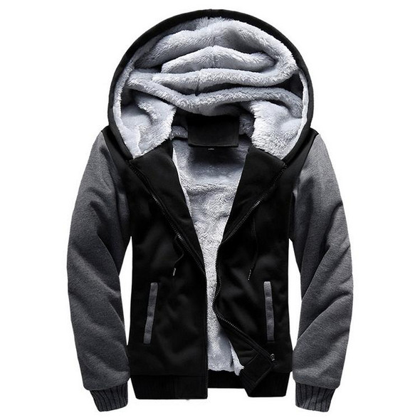 Winter Parka Men Plus Velvet Warm Windproof Coats Large Size Hooded Jackets, Size: M(Gray)