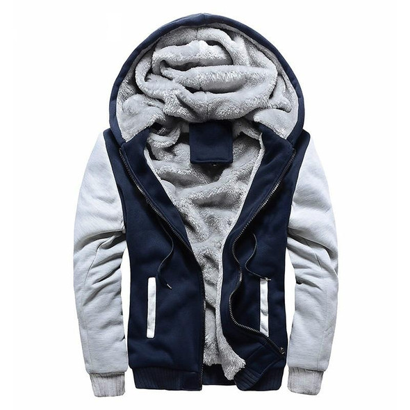 Winter Parka Men Plus Velvet Warm Windproof Coats Large Size Hooded Jackets, Size: L(Gray)