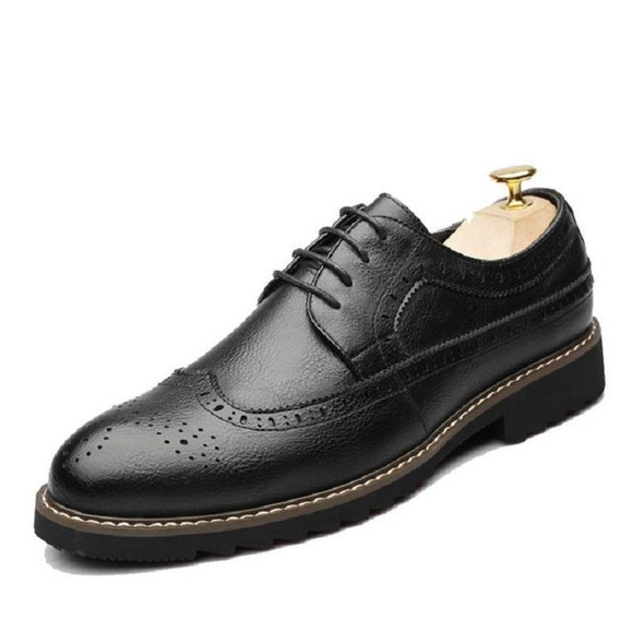 British Men Shoes Brogue Shoes Business Formal Shoes, Size:41(Black)