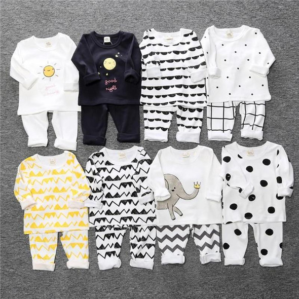 Children Cartoon Cotton Underwear Care Belly Pajamas Set, Size:XXL(Small Dot)