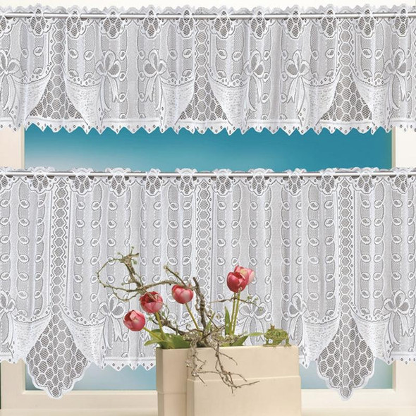 White Translucent Coffee Curtain Tulle Lace Sheer Warp Knitted Jacquard Curtains Bedroom Curtains, Size:Upper And Lower Curtain(JHM-03)