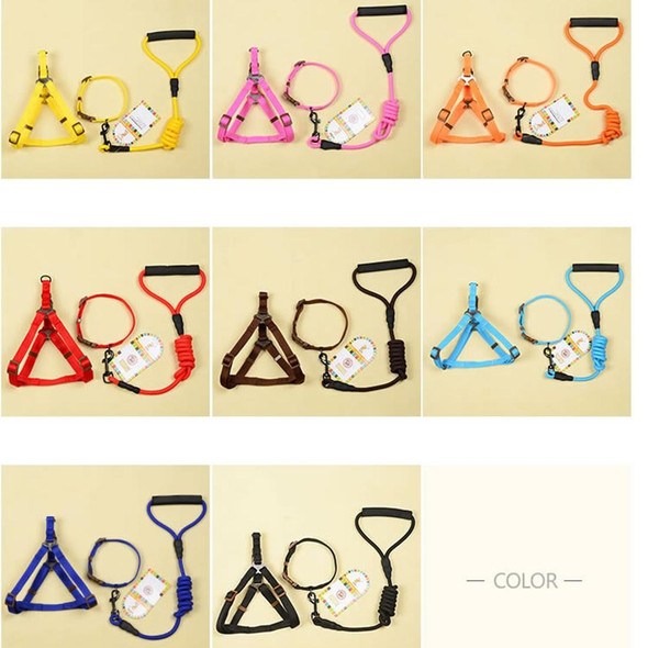 Pet Dog Collar + Harness + Leash Three Sets, M, Harness Chest Size: 43-67cm, Collar Neck Size: 33-52cm, Pet Weight: 15kg Below (Coffee)