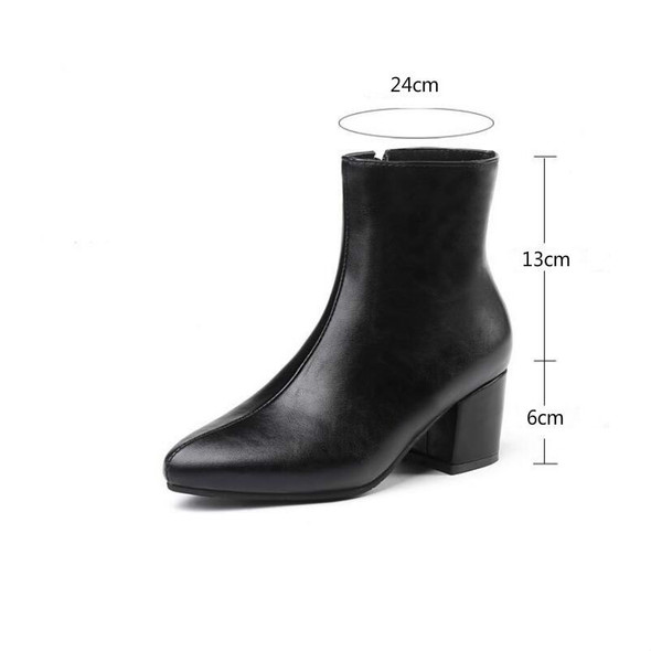 Autumn  Winter Glitter Square Heel Pointed Low-Top Women Boots, Size:36(Black)