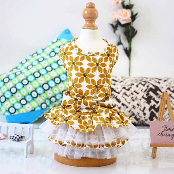 Pet Clothes Spring and Summer Cotton Small Dog Princess Pet Skirt, Size:S(Yellow Maple Leaf)