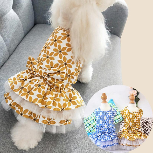 Pet Clothes Spring and Summer Cotton Small Dog Princess Pet Skirt, Size:S(Yellow Maple Leaf)