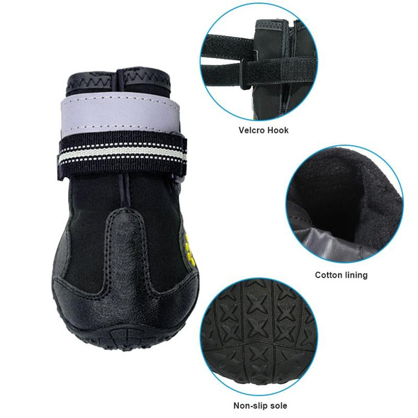 4 in 1 Autumn Winter Pet Dog Foot Cover Waterproof Shoes, Size:6.2x4.5cm(Black)