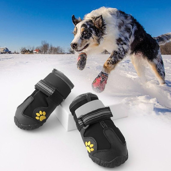 4 in 1 Autumn Winter Pet Dog Foot Cover Waterproof Shoes, Size:6.5x5cm(Black)