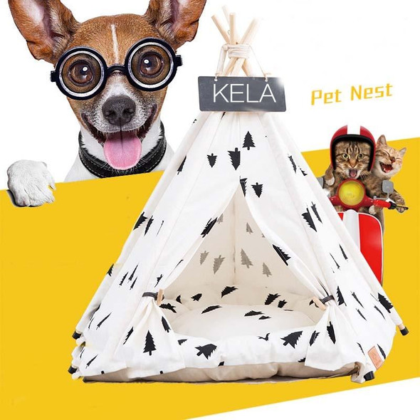 Foldable Pet Tent Breathable Pine Pet Nest Pet Mat, Style:With Cushion, Size:Large 606070cm