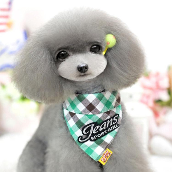 2 PCS Pure Cotton Plaid Dog Scarf Small and Medium-sized Dog Saliva Towel, Size:M30-40cm(Green)