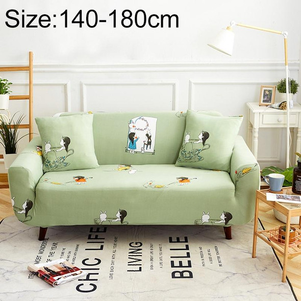 Sofa Covers all-inclusive Slip-resistant Sectional Elastic Full Couch Cover Sofa Cover and Pillow Case, Specification:Two Seat + 2 PCS Pillow Case(Little Girl)