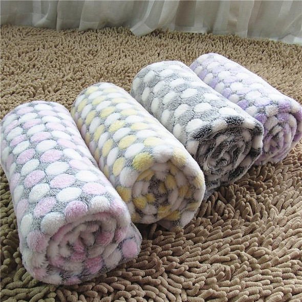 Soft Flannel Pet Blanket Dots Printed Breathable Bed Mat Warm Pet Sleeping Cushion Cover for Pet Dog Cat, Size:L(Cream Color)