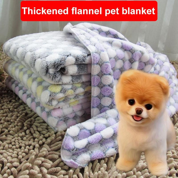 Soft Flannel Pet Blanket Dots Printed Breathable Bed Mat Warm Pet Sleeping Cushion Cover for Pet Dog Cat, Size:M(Purple)