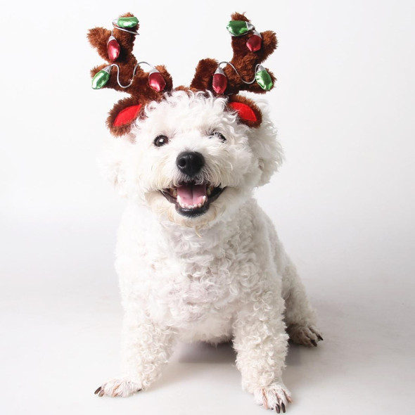 Pet Supplies Puppy Christmas Hat Holiday Jewelry Sequined Antlers, Size: S