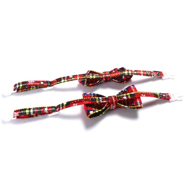 5 PCS Snowflake Christmas Red Plaid Adjustable Pet Bow Tie Collar Bow Knot Cat Dog Collar, Size:S 17-30cm, Style:Pointed Bowknot