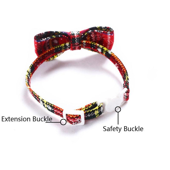 5 PCS Snowflake Christmas Red Plaid Adjustable Pet Bow Tie Collar Bow Knot Cat Dog Collar, Size:S 17-30cm, Style:Big Bowknot With Bell